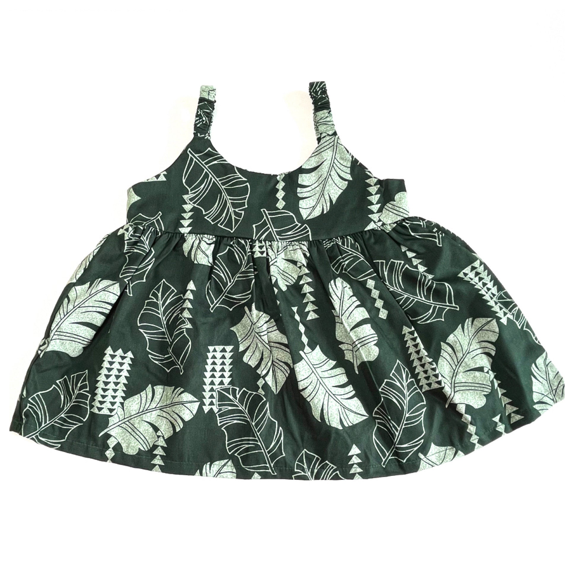 Baby Dress & Bloomer Set in Green Banana Leaves