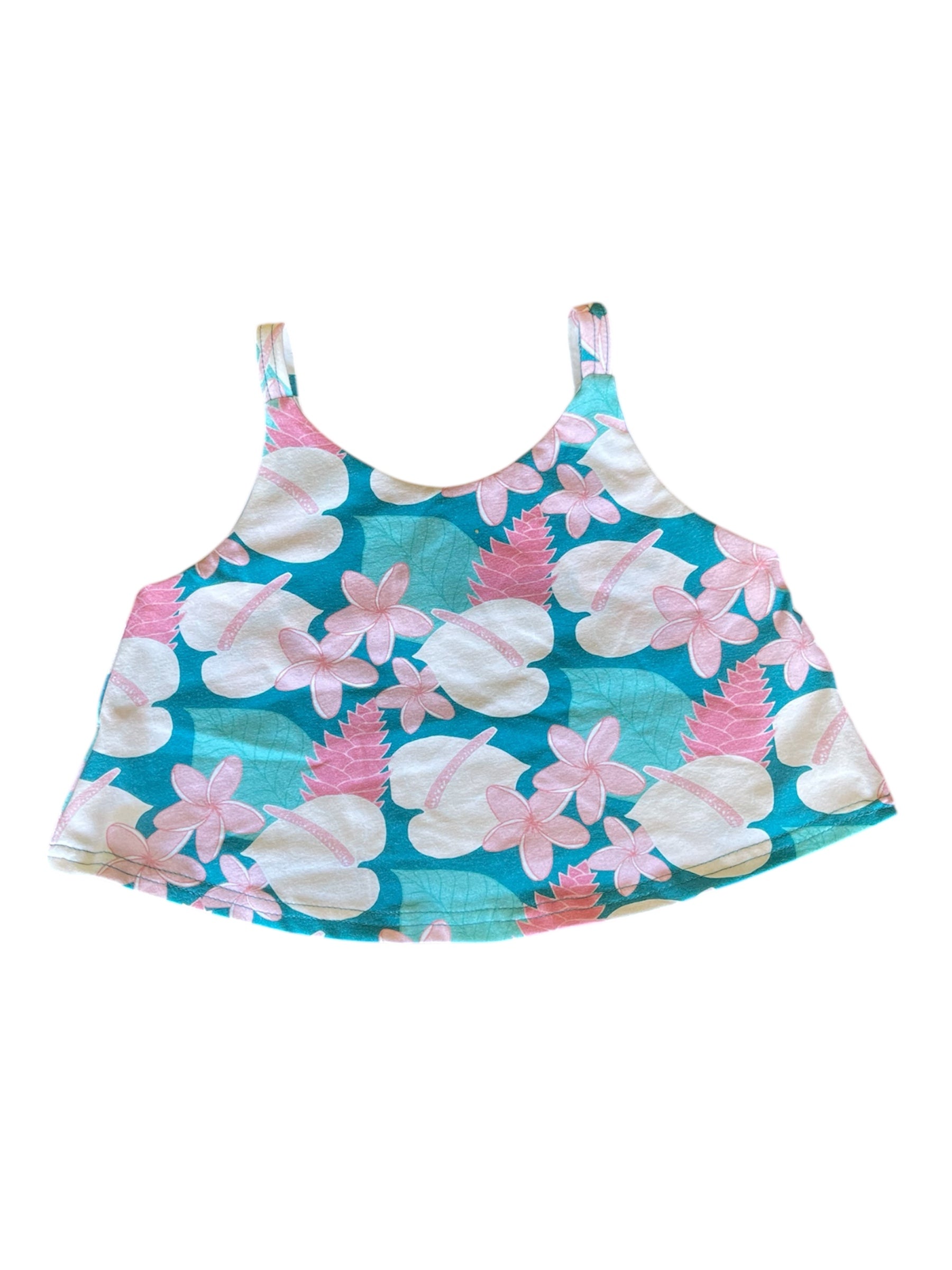 Swing Crop Top in Anthuriums on Teal